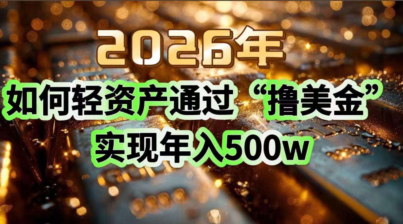 2026年如何轻资产通过“撸美金”实现年入500w-阳明聊项目