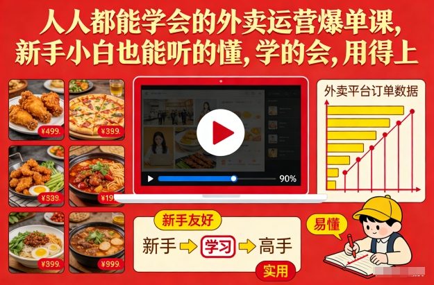 人人都能学会的外卖运营爆单课，新手小白也能听的懂，学的会，用得上-阳明聊项目