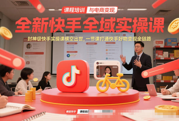 全新快手全域实操课，封神级快手实操课横空出世，一节课打通快手好物变现全链路-阳明聊项目
