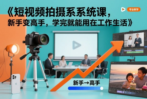 短视频拍摄系统课,新手变高手,学完就能用在工作生活-阳明聊项目