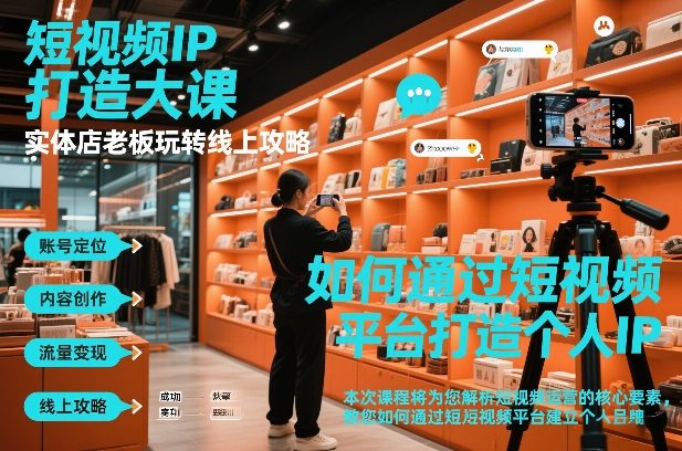短视频ip打造大课,实体店老板玩转线上攻略-阳明聊项目