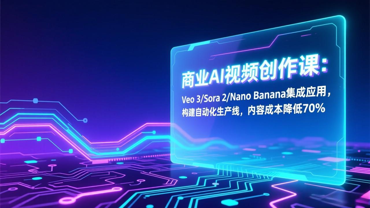 商业AI视频创作课：Veo 3/Sora 2/Nano Banana集成应用，构建自动化生产线，内容成本降低70%-阳明聊项目