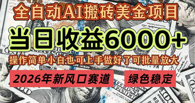 2026年新风口赛道,当日6000+以上,可批量放大,月收入20万+,长期绿色稳定的项目-阳明聊项目