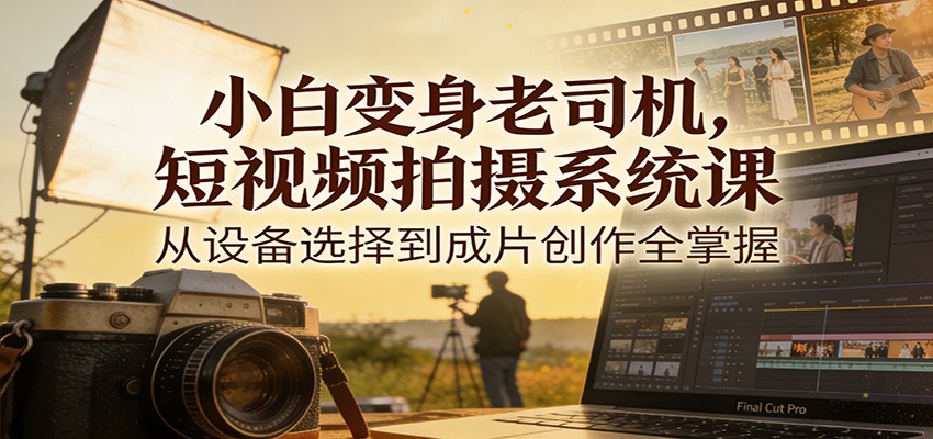 小白变身老司机,短视频拍摄系统课,从设备选择到成片创作全掌握-阳明聊项目