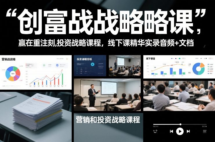 创富战略课，赢在重注时刻，营销和投资战略课程，线下课精华实录音频+文档-阳明聊项目