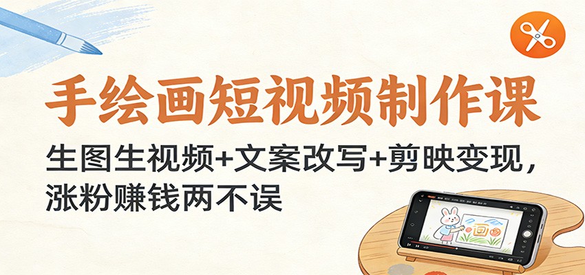 手绘画短视频制作课:生图生视频+文案改写+剪映变现,涨粉赚钱两不误-阳明聊项目