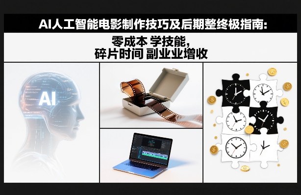 AI人工智能电影制作技巧及后期完整终极指南：零成本学技能，碎片时间副业增收-阳明聊项目