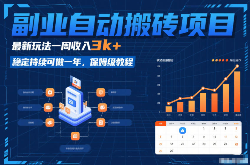 副业自动搬砖项目，最新玩法一周收入3k+，稳定持续可做一年，保姆级教程【揭秘】-阳明聊项目
