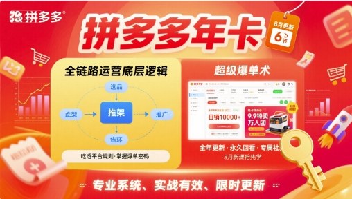 拼多多年卡，拼多多全链路运营底层逻辑，超级爆单术【更新26年1月】-阳明聊项目