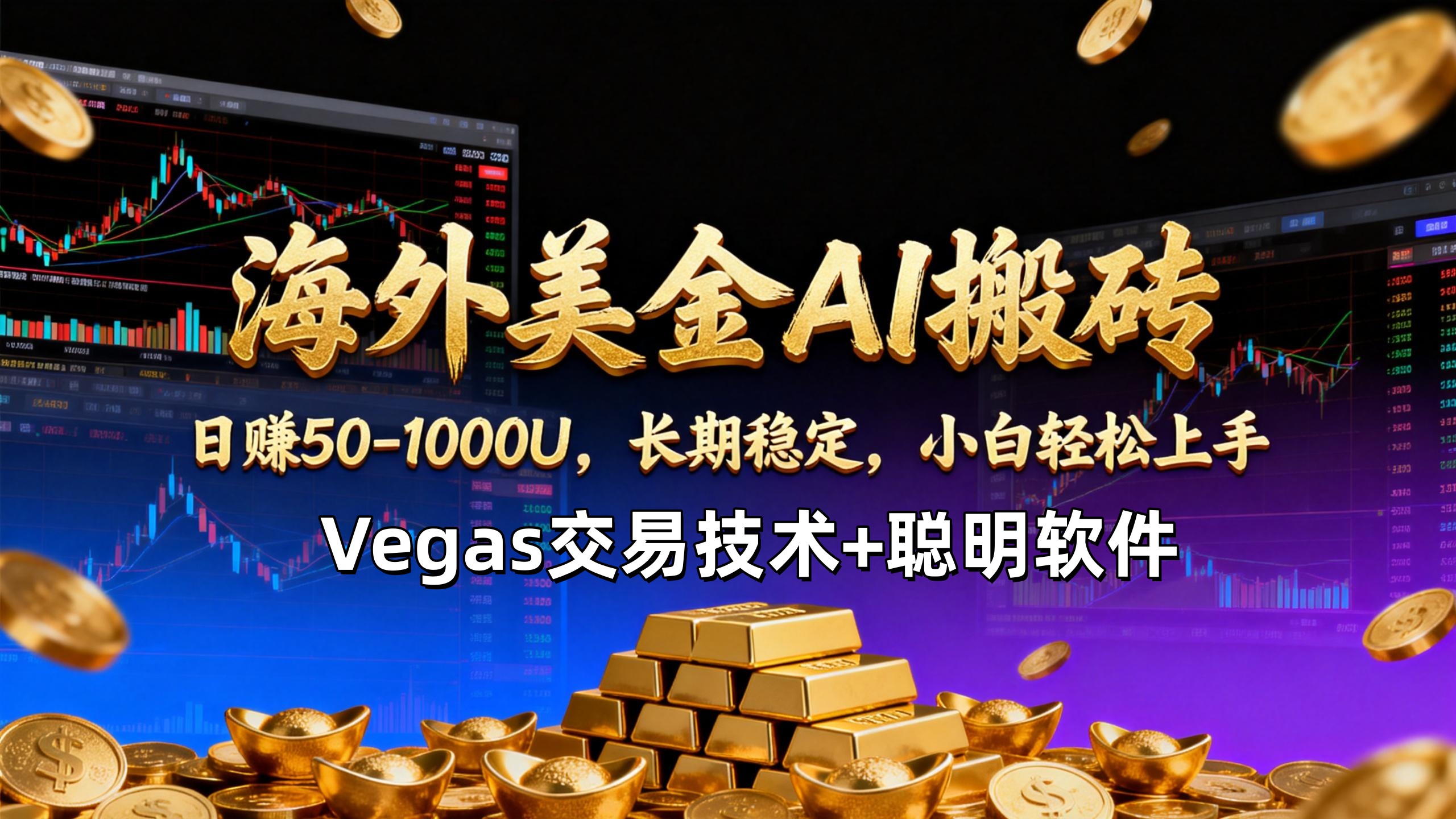 【海外美金AI搬砖】Vegas交易技术+聪明软件，日赚50-1000U，长期稳定，小白轻松上手。-阳明聊项目