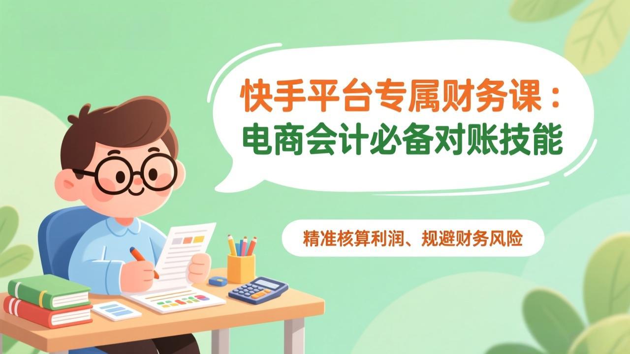 快手平台专属财务课：电商会计必备对账技能，精准核算利润、规避财务风险-阳明聊项目