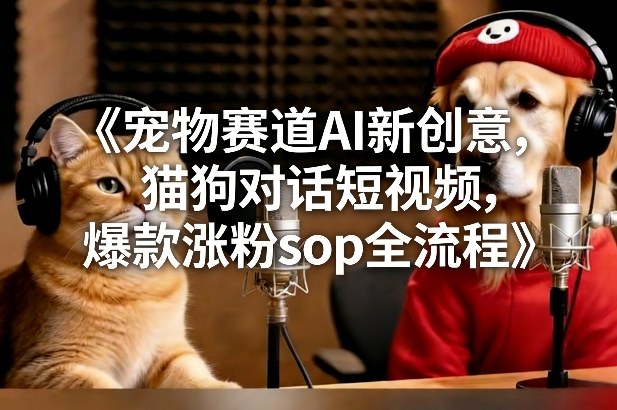宠物赛道AI新创意，猫狗对话短视频，爆款涨粉sop全流程-阳明聊项目
