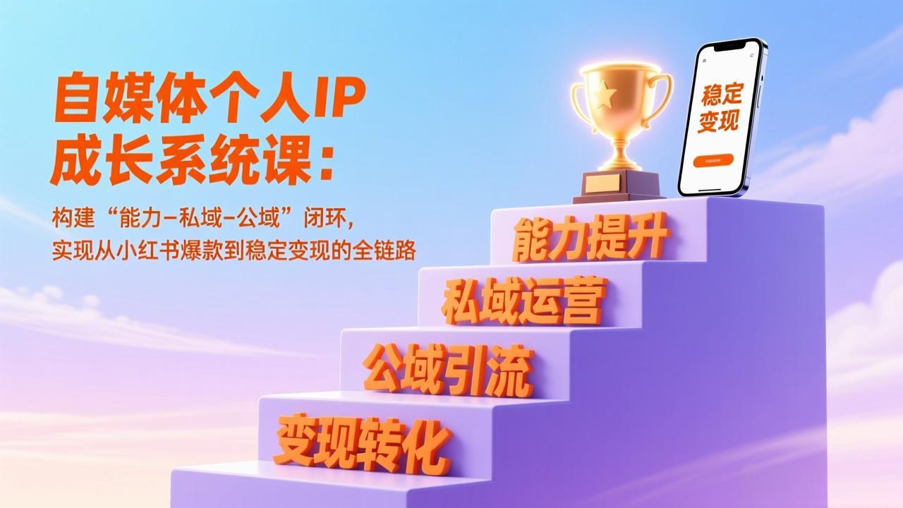 自媒体个人IP成长系统课：构建“能力-私域-公域”闭环，实现从小红书爆款到稳定变现的全链路-阳明聊项目