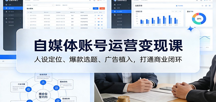 自媒体账号运营变现课：人设定位、爆款选题、广告植入，打通商业闭环-阳明聊项目