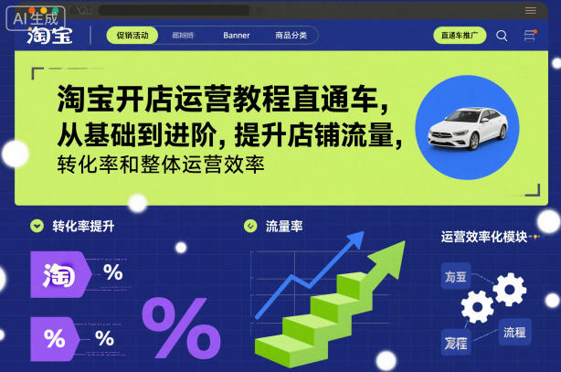 淘宝开店运营教程直通车，从基础到进阶，提升店铺流量，转化率和整体运营效率(更新26年1月)-阳明聊项目