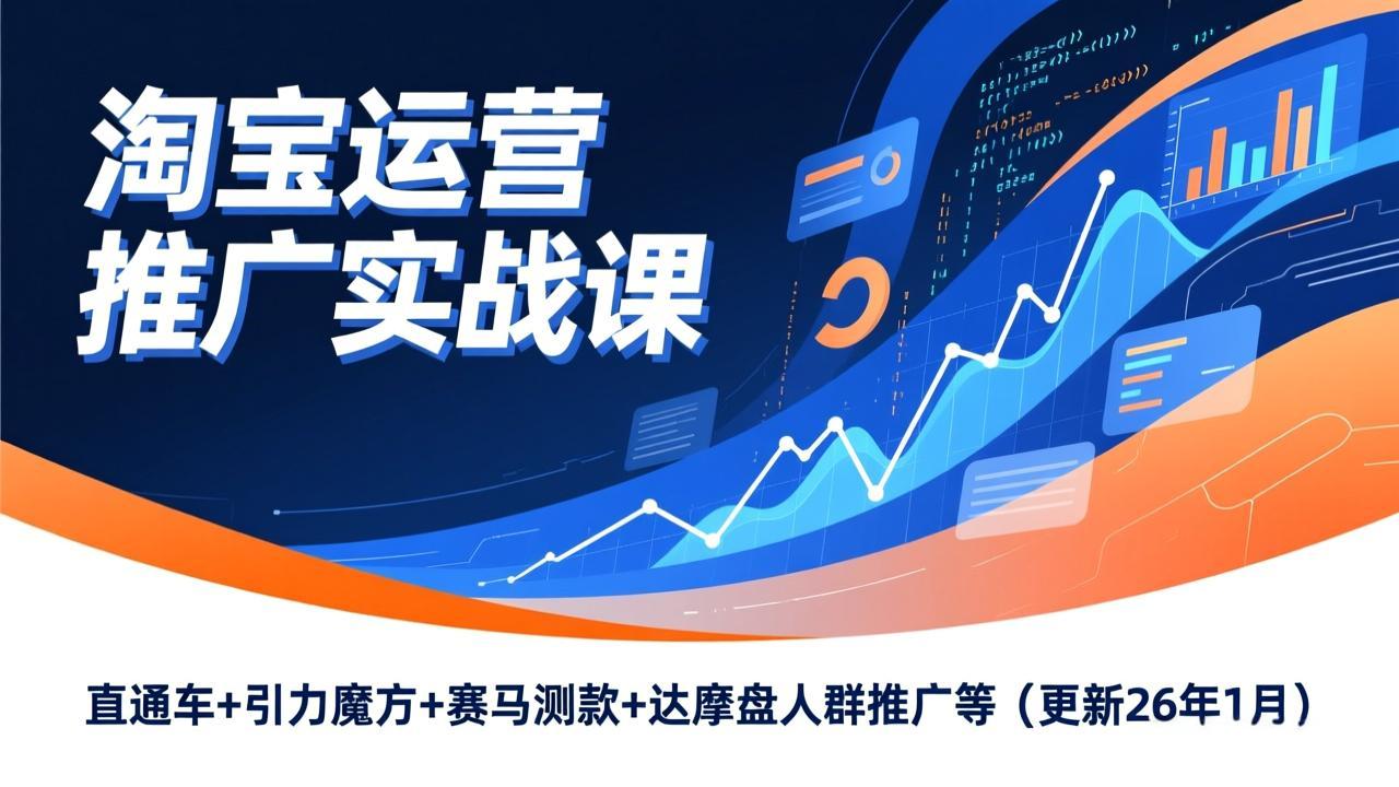 淘宝运营推广实战课，直通车+引力魔方+赛马测款+达摩盘人群推广等(更新26年1月-阳明聊项目