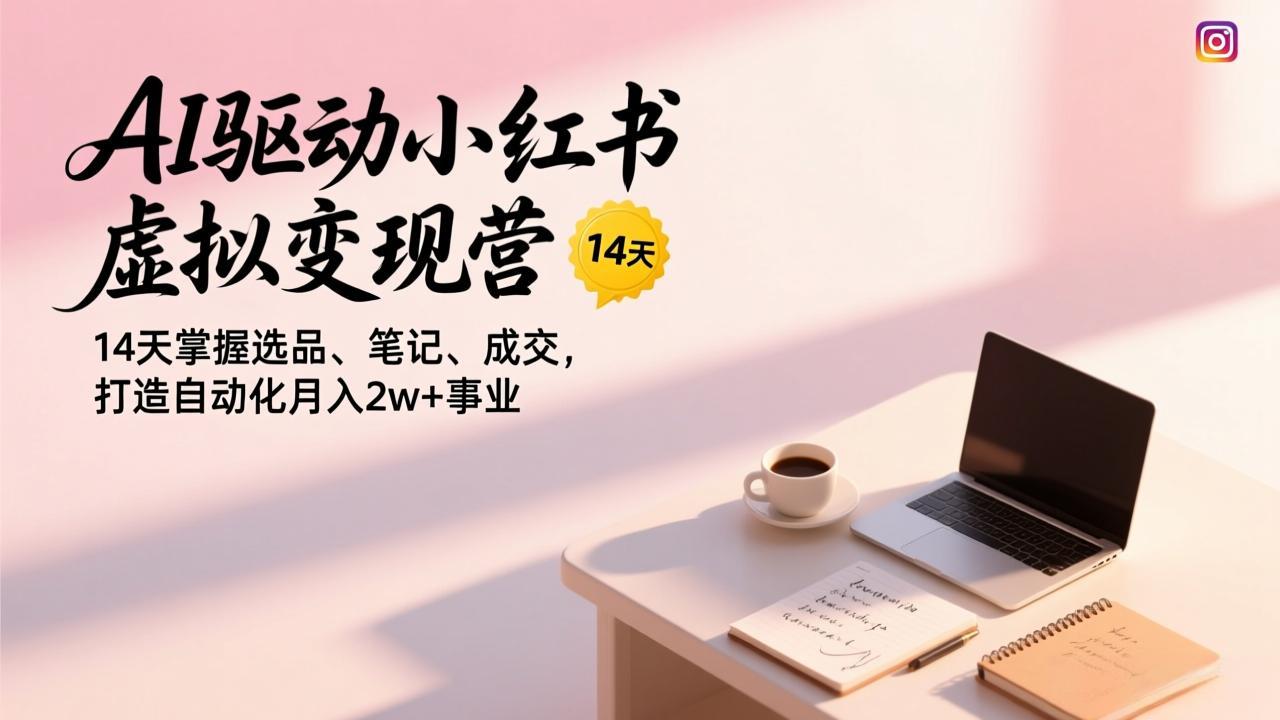 AI驱动小红书虚拟变现营，14天掌握选品、笔记、成交，打造自动化月入2w+事业-阳明聊项目