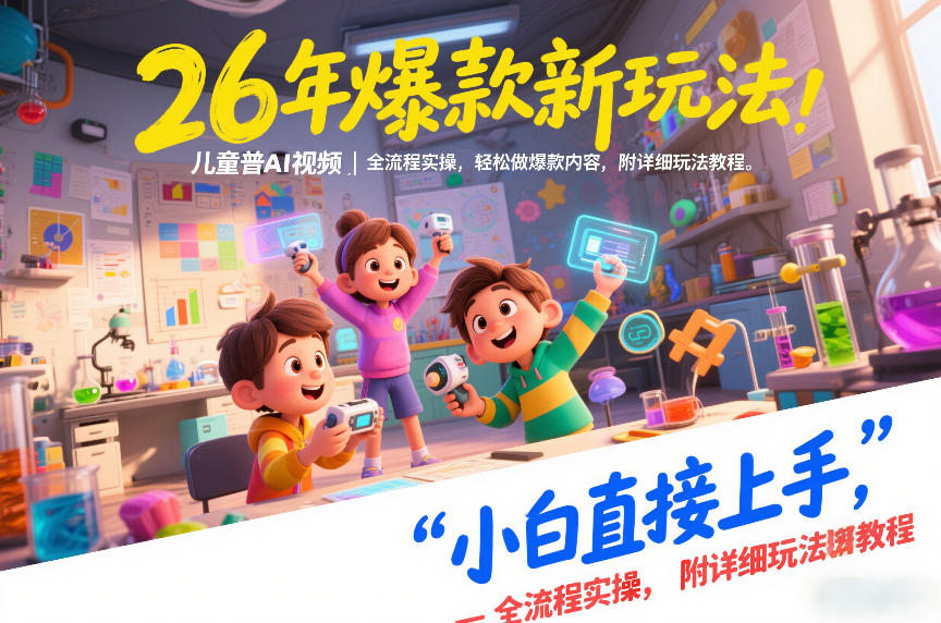 26年爆款新玩法，儿童科普AI视频，全流程实操，轻松做爆款内容，小白直接上手，附详细玩法教程-阳明聊项目