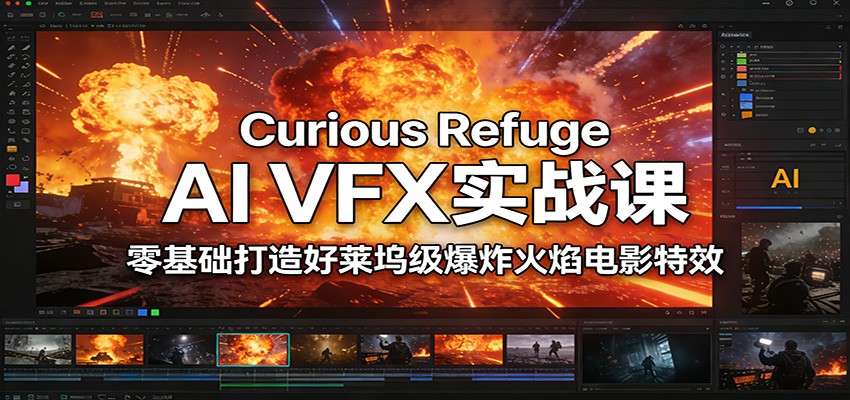 Curious Refuge AI VFX实战课，零基础打造好莱坞级爆炸火焰电影特效-阳明聊项目