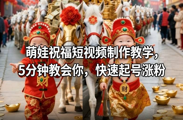 萌娃祝福短视频制作教学,5分钟教会你,快速起号涨粉-阳明聊项目