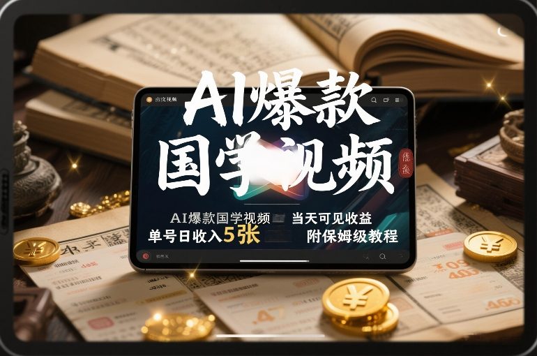AI爆款国学视频，独家起号方法，小白直接上手，当天可见收益，单号日收入5张+附保姆级教程-阳明聊项目