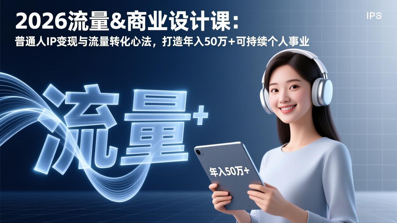 2026流量&商业设计课：普通人IP变现与流量转化心法，打造年入50万+可持续个人事业-阳明聊项目