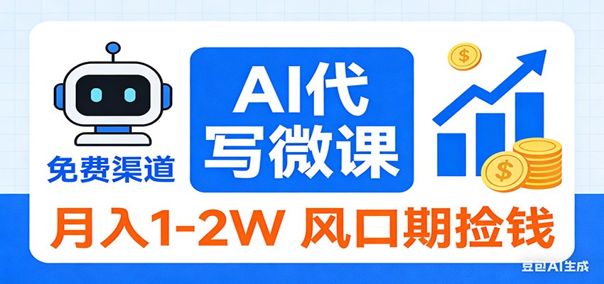 2026告别打工！AI 代写微课，提供免费渠道，月入 1-2W 风口期捡钱-阳明聊项目