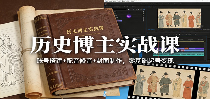 历史博主实战课：账号搭建+配音修音+封面制作，零基础起号变现-阳明聊项目