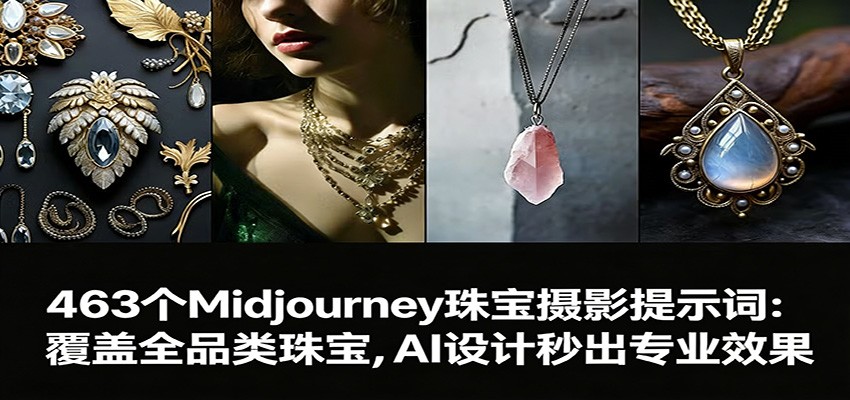 463个Midjourney珠宝摄影提示词：覆盖全品类珠宝，AI设计秒出专业效果-阳明聊项目
