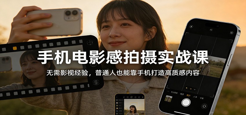 手机电影感拍摄实战课：无需影视经验，普通人也能靠手机打造高质感内容-阳明聊项目