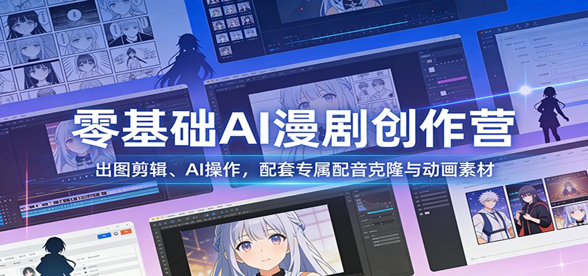 零基础AI漫剧创作营：出图剪辑、AI操作，配套专属配音克隆与动画素材-阳明聊项目