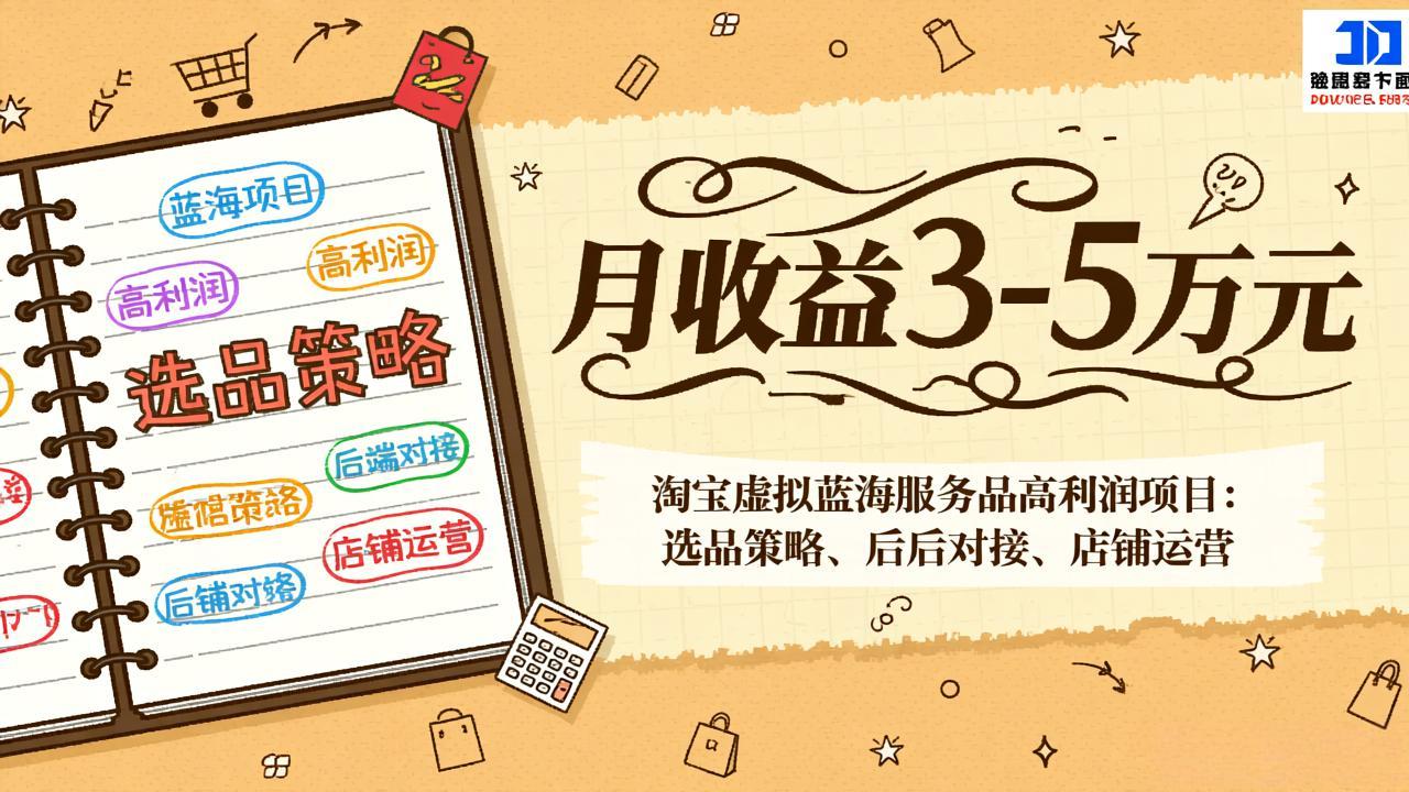 淘宝虚拟蓝海服务品高利润项目：选品策略、后端对接、店铺运营，月收益可达3-5万元-阳明聊项目