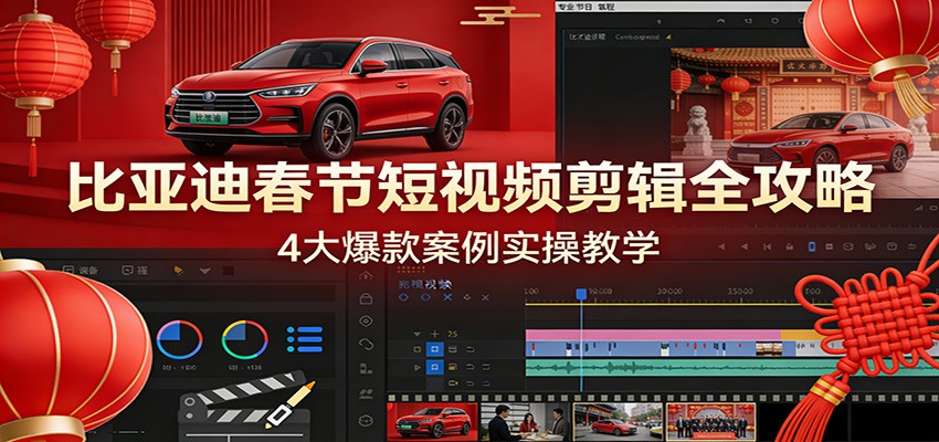 比亚迪春节短视频剪辑全攻略，4大爆款案例实操教学-阳明聊项目