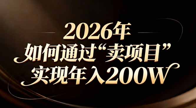 站在2026年的十字路口：一个普通人如何通过卖项目实现年入200万-阳明聊项目