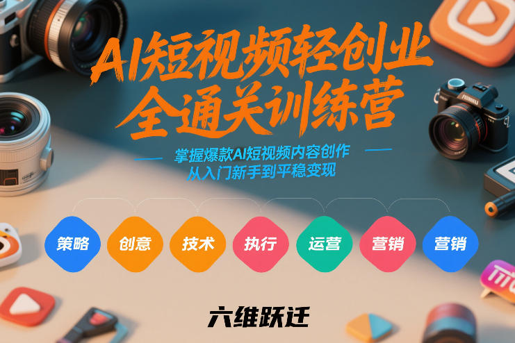 AI短视频轻创业全通关训练营，掌握爆款AI短视频内容创作，从入门新手到平稳变现的六维跃迁-阳明聊项目