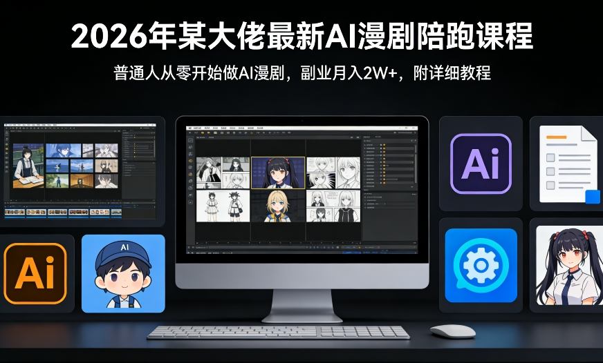 26年某大佬最新Ai漫剧陪跑课程,普通人从零开始做AI漫剧,副业月入2W+-阳明聊项目