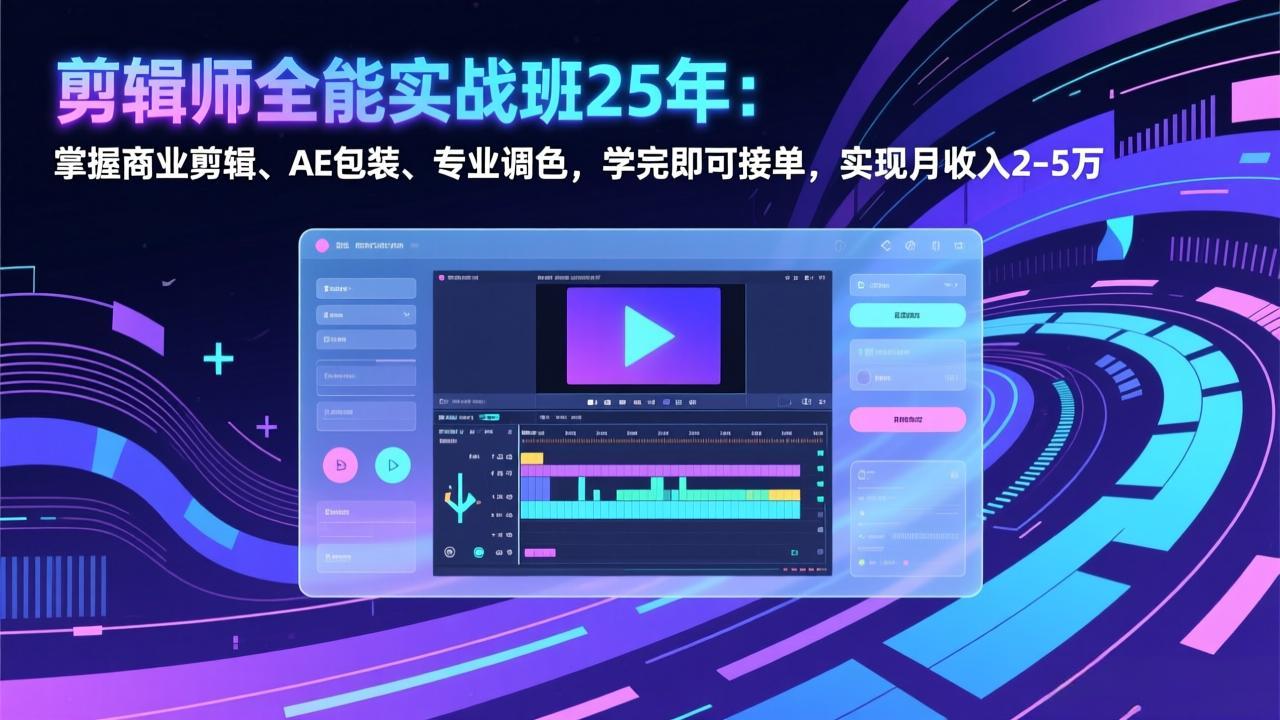 剪辑师全能实战班25年：掌握商业剪辑、AE包装、专业调色，学完即可接单，实现月收入2-5万-阳明聊项目