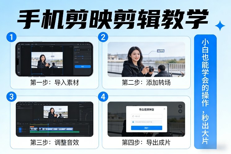 手机剪映剪辑教学，小白也能学会的操作，秒出大片-阳明聊项目