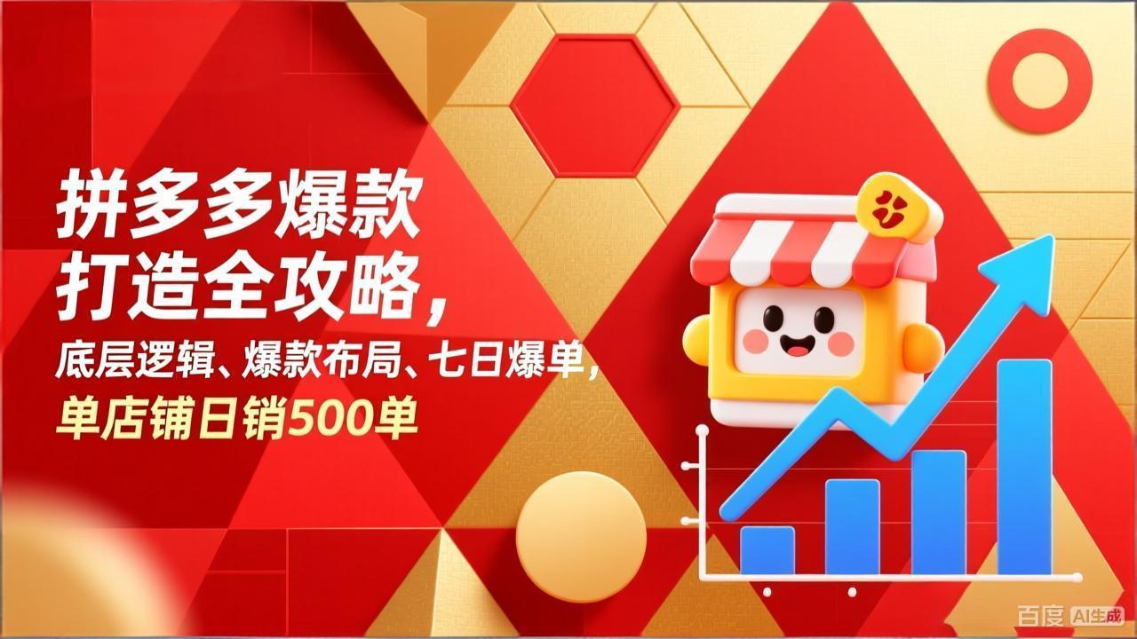 拼多多爆款打造全攻略，底层逻辑、爆款布局、七日爆单，单店铺日销500单-阳明聊项目