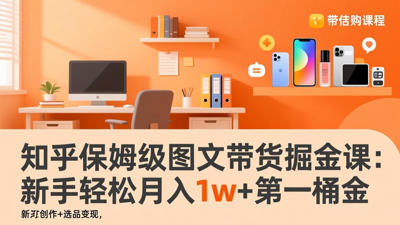 知乎保姆级图文带货掘金课：账号打造+爆文创作+选品变现，新手轻松月入1w+第一桶金-阳明聊项目
