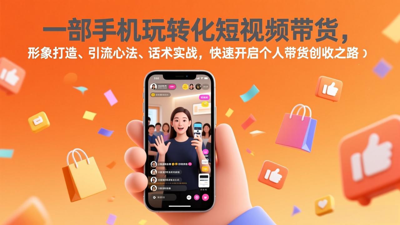 一部手机玩转化短视频带货，形象打造、引流心法、话术实战，快速开启个人带货创收之路-阳明聊项目