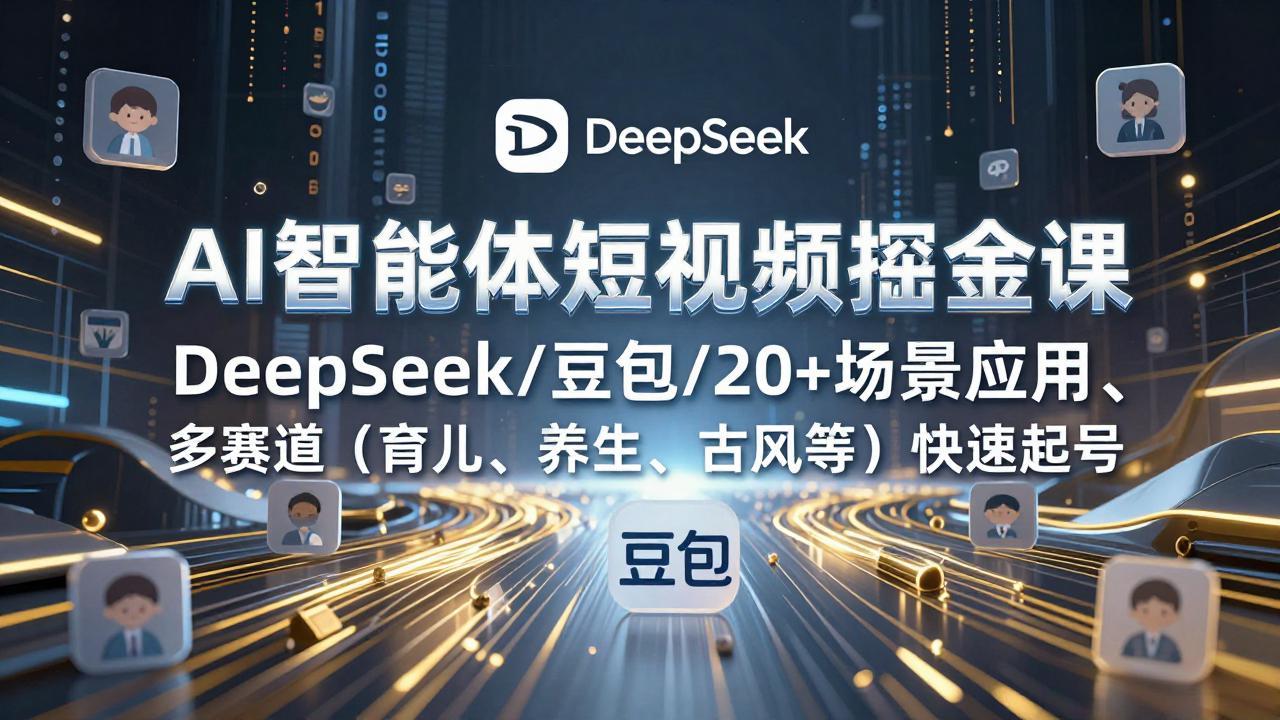 AI智能体短视频掘金课，DeepSeek/豆包/20+场景应用、多赛道(育儿、养生、古风等-阳明聊项目