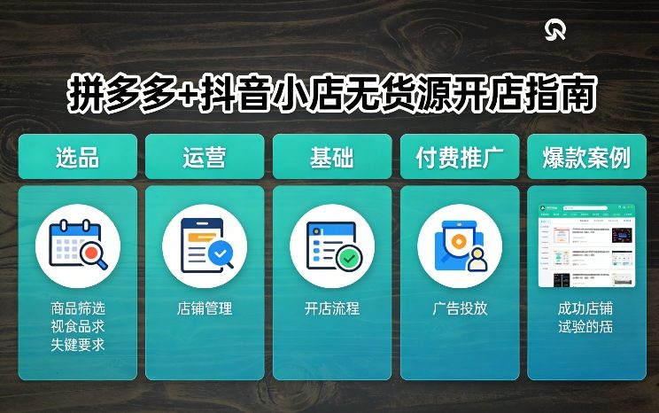 拼多多+抖音小店无货源开店，包括：选品、运营、基础、付费推广、爆款案例等(更新26年2月)-阳明聊项目