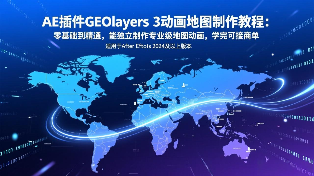 AE插件GEOlayers 3动画地图制作教程：零基础到精通，能独立制作专业级地图动画，学完可接商单-阳明聊项目