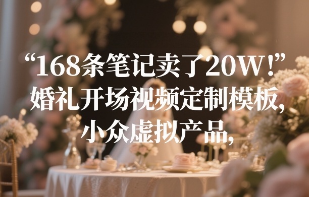 168条笔记卖了20W!婚礼开场视频定制模板,小众虚拟产品-阳明聊项目