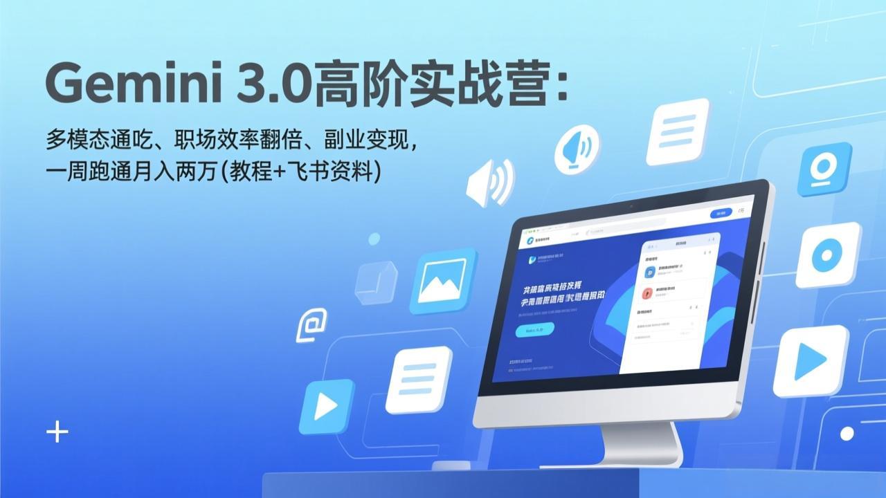 Gemini 3.0高阶实战营:多模态通吃、职场效率翻倍、副业变现,一周跑通月入两万(教程+飞书资料-阳明聊项目