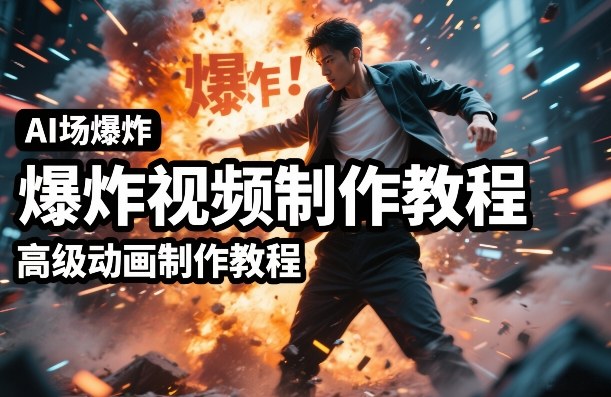 AI场景爆炸视频制作教程，利用人物实拍视频制作出高级的动画特效-阳明聊项目