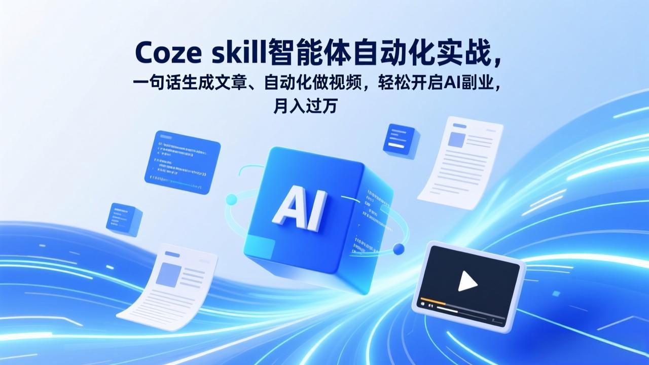 Coze skill智能体自动化实战，一句话生成文章、自动化做视频，轻松开启AI副业，月入过万-阳明聊项目
