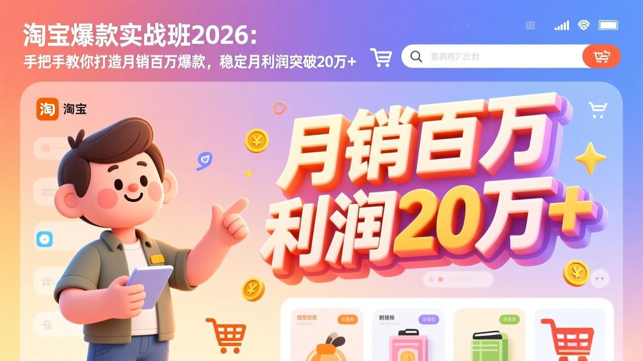 淘宝爆款实战班-2026年2月更新：手把手教你打造月销百万爆款，稳定月利润突破20万+-阳明聊项目