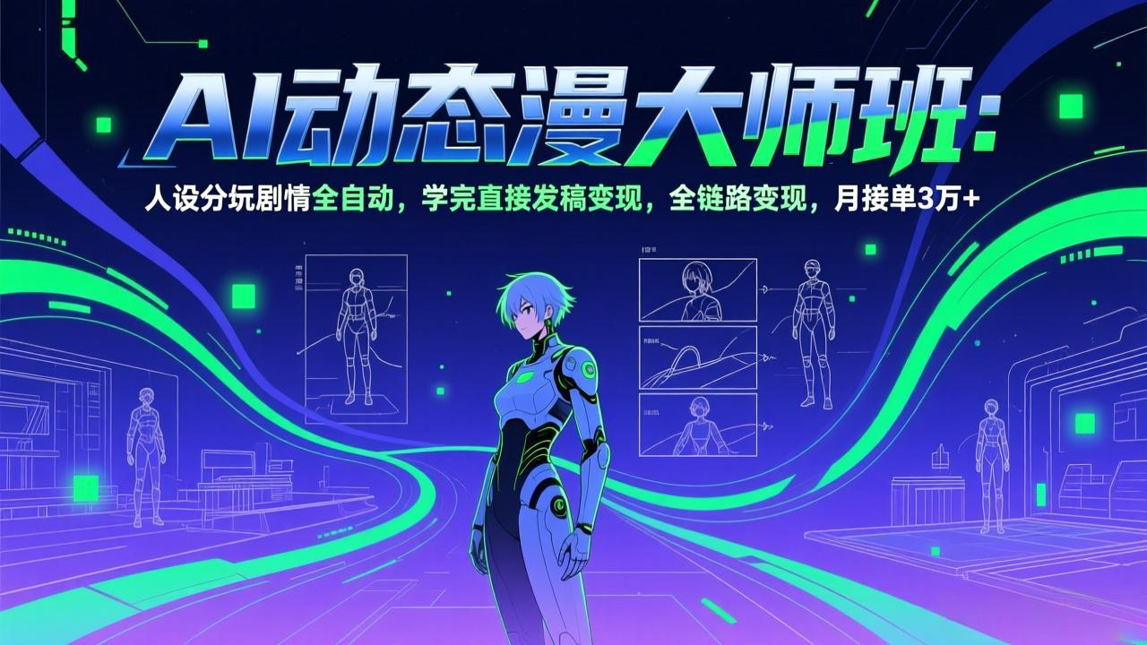 AI动态漫剧大师班：人设分镜剧情全自动，学完直接发稿变现，全链路变现，月接单3万+-阳明聊项目